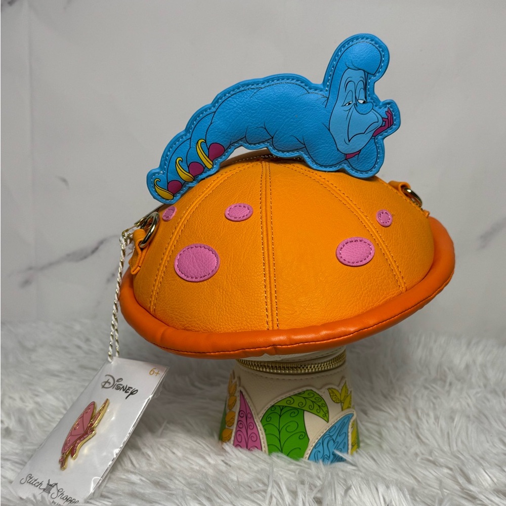 BNWT Disney Loungefly Stitch Shoppe AIW Caterpillar on Mushroom Crossbody Bag
